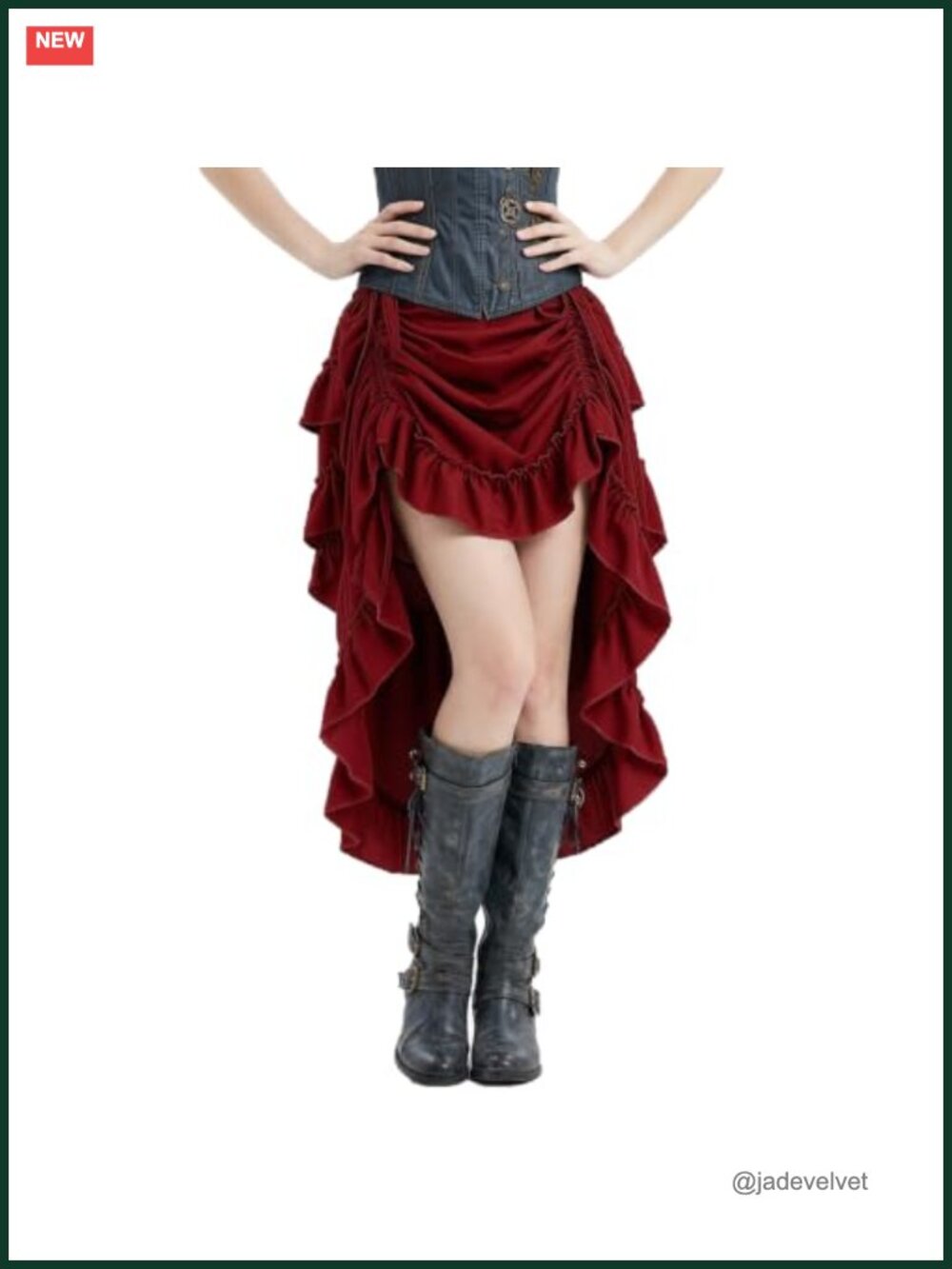 Victorian Steampunk High Low Ruffle Skirt Adjustable Drawstring Renaissance